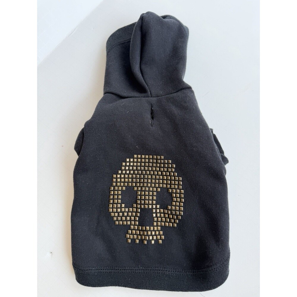 Wag-a-Tude Black Studded Skull Dog Shirt Size XS Hoodie Chihuahua Yorkie Outfit